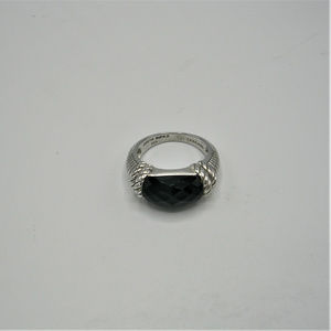 Judith Ripka Faceted Onyx and Sterling Silver Ring